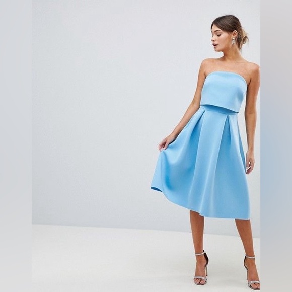 ASOS DESIGN Bandeau Crop Top Prom Midi Dress - Picture 5 of 6